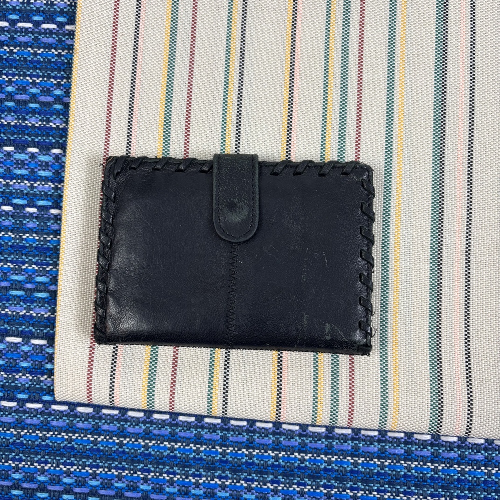 Caterina Lucchi Wallet Womens One Size Black Leather Folding Card Made Italy GC